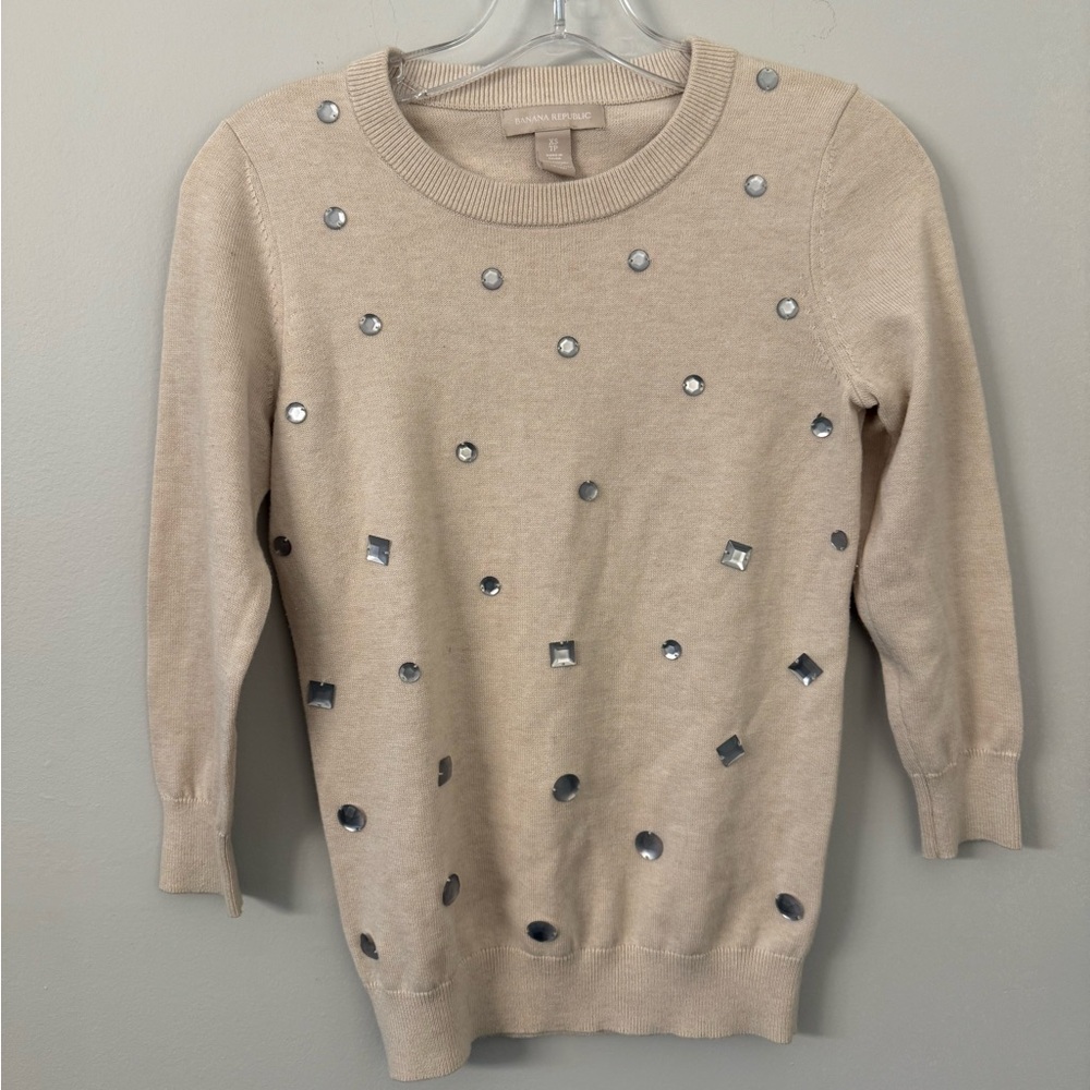 Banana Republic Beige Sweater with Metallic Accents